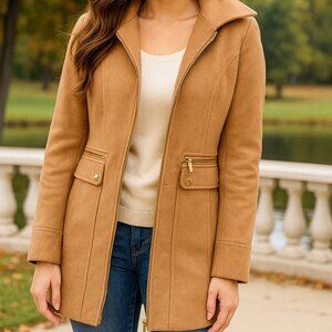 Michael Michael Kors Women’s Camel Wool Blend Zip Coat Size 2P